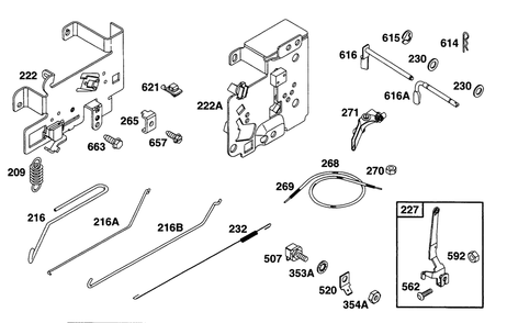 Controls Diagram and Parts List for 28C707-0118-XX  Briggs and Stratton Engine
